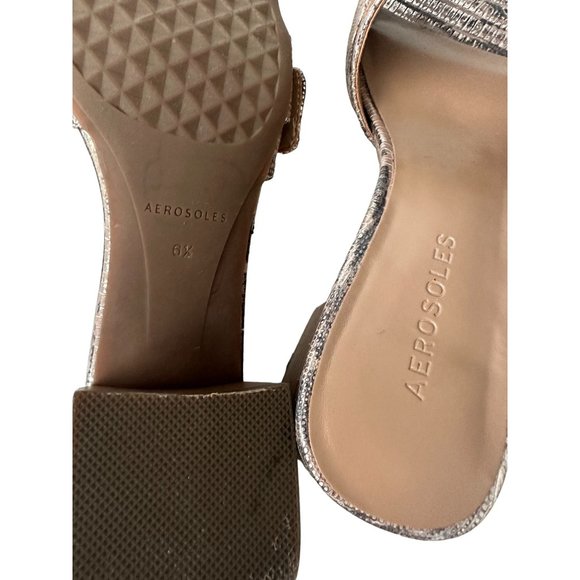 AEROSOLES Rose Gold Metallic Leather Sandals Sz 6.5 - Picture 6 of 6